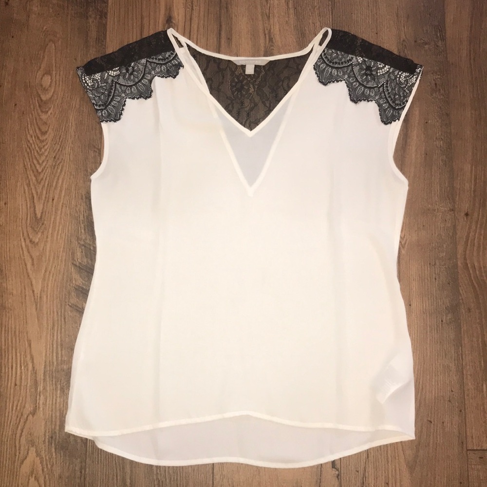 Banana Republic cream/black lace blouse